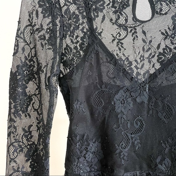 H&M Lace Fit & Flare Black Dress (Size 2) - Picture 2 of 4